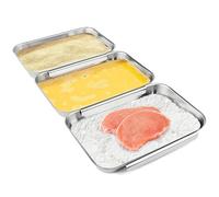 Miaoyak Set di 3 teglie per impanare, piatti per condimento, set di impanatura in acciaio, vassoi per marinare carne, pollo, pesce, vassoi per la preparazione del cibo