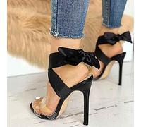 MIAOZHANG Sandali Donna Scarpe da Spiaggia Estate Open Toe Sandalo Tacco Spillo Alto Sandali Cintura della Caviglia,Nero,EU36