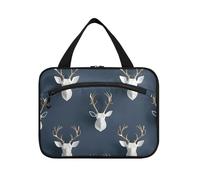 miaozhen 3d Art Deco Deer Navy Gold borse appese per le donne con gancio, designer unisex per il viaggio deve bolso de para mujer L, 3D art deco Cervo Oro marino, moderno