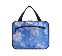 miaozhen 3d Art Dreamy Blue Floral appeso mens borse da toilette per viaggiare con gancio, designer pieghevole per le donne viaggio bolso viajero para mujer L, Arte 3D Dreamy blu floreale, moderno