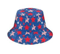 miaozhen 4 luglio Giorno dell'Indipendenza Rosso e Blu Stelle Fuzzy Peloso Secchio Cappelli Pelliccia Faux Inverno Cappelli Caldi per Donne e Uomini Pescatore per Sport Sport gorros para Frio Hombre