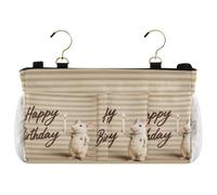 miaozhen A righe Buon Compleanno Parole Infantili Comodino Storage Organizer Appeso Letto Organizer Borsa di Immagazzinaggio per Libri Telefoni Cellulari Chiavi Bottiglia d'acqua Accessorio para cama