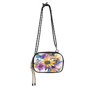 miaozhen Acquerello Girasole Viola Farfalle Piccola Borsa A Tracolla Uomini Pratica con Slot Per Carte Di Credito Borse A Tracolla Fai una passeggiata bolso manos libres para mujer