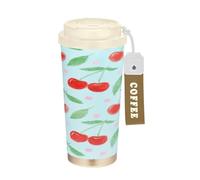 miaozhen Acquerello Rosso Ciliegie Caffè Bicchieri Da Viaggio Per Le Donne Con Coperchio Tazza Di Caffè In Acciaio Inox Per Caldo E Freddo 17 Oz A tenuta stagna