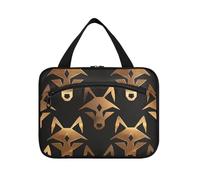 miaozhen American Anime Wolf Bronze Nero appeso borsa da viaggio con gancio, design espandibile per le signore bolsas para maquillaje de mujer L, Anime americano Lupo Bronzo nero, moderno