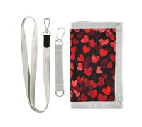 miaozhen amore rosso San Valentino trifold soldi clip per regalo di compleanno nylon robusto borsa con cordino billeteras para hombre, amore rosso San Valentino, 1 size