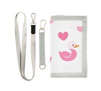 miaozhen Anatroccolo Bianco e Pesca San Valentino portafoglio trifold con fermasoldi per donna borsa casual fresco con cordino carteras para hombre, anatroccolo bianco e pesca San Valentino, 1 size