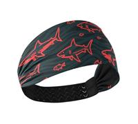 miaozhen Angry Animal Shark Fish Rosso Nero Raffreddamento Donne Fascia Elastica per Allenamenti Yoga Corsa Yoga Diadema para ni?as