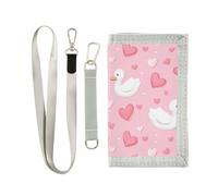 miaozhen Animal Anatroccolo San Valentino trifold portafoglio sottile per gli uomini per il viaggio semplice clip di denaro colorato con cordino billeteras para hombre, anatroccolo animale San