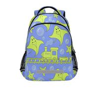 miaozhen Animal Manta Ray Fluorescent Green Train carino zaino per bambini ragazze con grandi borse per libri per 10-12 anni mochilas escolares para ni?as de 10 a?os mochilas de mujer para escuela