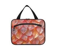 miaozhen Architectural Leaf Fake Sequin Salmone appeso borsa da toilette con gancio, design pieghevole per adulti organizador de maquillaje para L, Foglia architettonica falso Sequin Salmon, moderno
