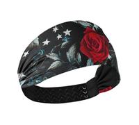 miaozhen Argento Stelle Rose Rosse Antiscivolo? fascia titolare organizzatore Elastico sudato bande per tennis escursionismo lavaggio viso Calcio banda para la cabeza