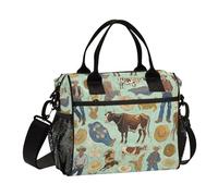 miaozhen Art Painting Verde Western Cowboy Maschio Borsa Pranzo con Tracolla Grande Isolato Sacco Pranzo per la Scuola Materna bolso termico para Pranzo