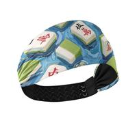 miaozhen Arte Pittura Blu Cinese Mahjong Umidità Wicking fasce morbide elastiche per capelli elastici per sport atletici corsa pallavolo corsa cinta para el cabello