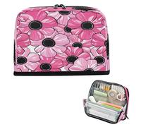 miaozhen Astucci di grande capacità borsa per il trucco leggero organizzatore di stoccaggio per ragazze adolescenti cosmetici elegante vibrante fiori di pesca nero centro bolsas para herramientas