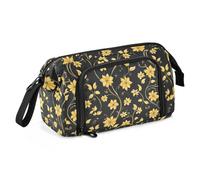 miaozhen astucci di grande capacità con cerniera astuccio con manico astuccio per matite per bambini per ragazze adolescenti forniture scolastiche preppy floreale oro e nero estuche para lapiceros