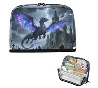 miaozhen Astucci di grande capacità penna borsa morbida moneta per adolescenti asilo mistico drago castello fulmine blu scuro cartucheras escolares para lapices de ninas