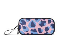 miaozhen Astucci di nylon per studenti universitari chiaro pesca blu leopardo stampa grande capacità slot matita caso scuola cancelleria per insegnante di scuola media estuche para