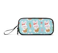 miaozhen Astucci di nylon per studenti universitari coniglietto infantile bianco blu grande capacità astuccio con cerniera cancelleria organizzatore per scuola media donna estuche para