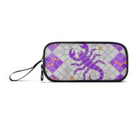 miaozhen Astucci di nylon per studenti universitari stile Scorpione viola grigio grande capacità astuccio con scomparti cancelleria organizzatore per ufficio uomini estuche para