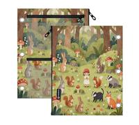 miaozhen Astuccio a 3 fori per matite, 2 pezzi, foreste, animali, fata, 27,9 x 22,9 cm