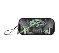 miaozhen Astuccio in nylon con cerniera stile anime scheletro malvagio tarocchi nero e bianco grande capacità astuccio organizzatore cancelleria organizzatore per ufficio insegnante estuche para