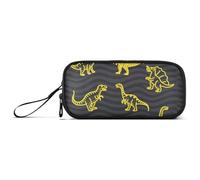 miaozhen Astuccio in nylon con dinosauro animale fluorescente giallo grande capacità Mesh Pen Pencil Case scuola cancelleria per ragazzi universitari estuche para