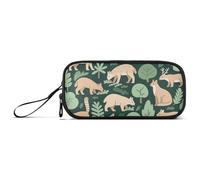 miaozhen Astuccio in nylon per adolescenti giungla animale cervo verde marrone grande capacità astuccio con cerniera cancelleria per liceo adulti estuche para