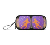 miaozhen Astuccio in nylon per matite Gemini viola a scacchi nero oro grande capacità college astuccio cancelleria per ragazzi delle scuole superiori estuche para