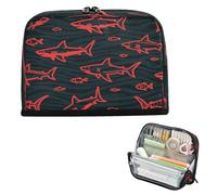 miaozhen Astuccio organizer per matite di grande capacità borse per il trucco con scomparto organizer da scrivania per infermiere forniture scolastiche superiori animali arrabbiati squalo pesce rosso