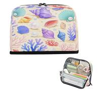 miaozhen Astuccio organizer per matite di grande capacità borse per il trucco con slot borsa multiuso per adolescenti elementari sotto l'acqua Shell animale corallo colorato bolsa para lapices