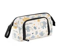 miaozhen Astuccio per la scuola Astuccio per matite per scuola di grande capacità pennello leggero e astuccio per studenti accessori scuola superiore blu elefante cartone animato carino todo para la