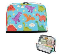 miaozhen Astuccio per matite di grande capacità astuccio con cerniera cancelleria penna borsa per adolescenti preppy forniture scolastiche cartone animato carino dinosauro stegosauro blu rosso estuche
