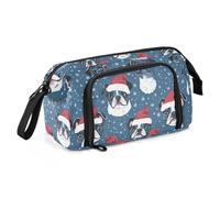 miaozhen Astuccio per matite di grande capacità, astuccio leggero per pennelli e matite, per adolescenti, materiale scolastico, cartone animato, carino, natalizio, nero, bulldog estuche para lapices