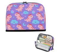 miaozhen Astuccio per matite di grande capacità borsa cosmetica borsa multiuso per gli uomini asilo cartone animato carino dinosauro rosa viola rosso cartucheras para adolescenti