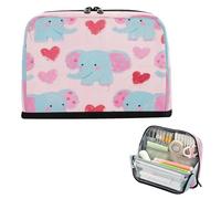 miaozhen Astuccio per matite di grande capacità borsa di stoccaggio verticale in piedi cancelleria penna borsa per gli uomini scuola must-have carino cartone animato elefante blu amore lapiceras rosso