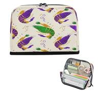 miaozhen Astuccio per matite di grande capacità borsa per il trucco con cerniera borsa per penne per ragazze adolescenti forniture scolastiche preppy carnevale martedì grasso gamberetti verde viola