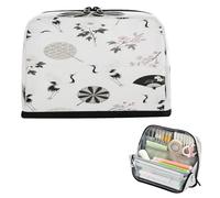 miaozhen Astuccio per matite di grande capacità borsa per il trucco multiuso cancelleria penna borsa per ragazze ufficio grigio gru fiore ventaglio estuche para lapices