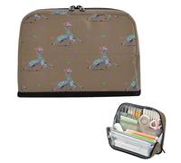miaozhen Astuccio per matite di grande capacità borsa per il trucco semplice organizer da scrivania per le donne forniture scolastiche divertenti animali giraffa viola verde cuore bolsas para