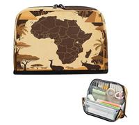 miaozhen Astuccio per matite di grande capacità borsa per penne con cerniera borsa per cancelleria per Preppy College retrò continentale africano marrone estuche para lapices pequeno