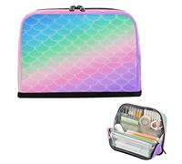 miaozhen Astuccio per matite di grande capacità borse per il trucco robusto astuccio per penne per ragazze adolescenti college sirena scala arcobaleno rosa viola cartucheras para adolescenti