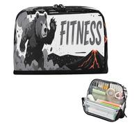 miaozhen Astuccio per matite di grande capacità custodia espandibile portapenne per ragazzi scuola must have lava vulcanica orso fitness grigio nero estuche para lapices nero