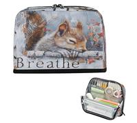 miaozhen Astuccio per matite di grande capacità, multiuso, articoli di cancelleria per bambini, forniture per scuole superiori, pittura a olio, respiro animale scoiattolo, nuvola, bianco, bolso para