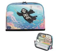 miaozhen Astuccio per matite di grande capacità, organizer da scrivania ad alta capacità, per studenti e scuole, must have con teschi scuri sotto meduse marine bolsas para herramienta