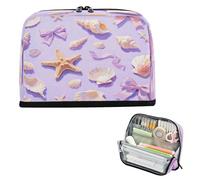 miaozhen Astuccio per matite di grande capacità, per cosmetici, semplice cancelleria, per uomo, università, viola, stella marina, conchiglie, pittura a olio, cartuchera escolar para ninos