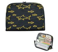 miaozhen Astuccio per matite di grande capacità portapenne ad alta capacità portapenne per adulti forniture scolastiche animali arrabbiati squalo pesce giallo nero estuche de lápices para ninos