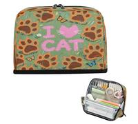 miaozhen Astuccio per matite di grande capacità portapenne grande cancelleria per ragazzi scuola media I Love Cats Artiglio verde caja para lapices escolares nina