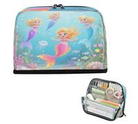 miaozhen Astuccio per matite di grande capacità, verticale, organizer morbido per la scuola degli adolescenti, must have sotto la sirena marina, medusa, viola, blu oceano, verde, bolsa para lapices de