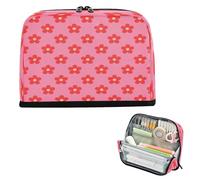 miaozhen Astuccio per matite Grande Capacità Penna Caso Organizer Ad Alta Capacità Portapenne Titolare per Ragazzi Scuola Fiori Rossi Sfondo Rosa Cartera para lapices escolares de nina