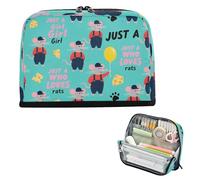 miaozhen Astuccio per matite Grande Capacità Trucco Sacchetti Grande Capacità Cancelleria Penna Borsa per gli Uomini Forniture scolastiche Preppy Cute Animal Rats Baby Green Colorful lapiceras para